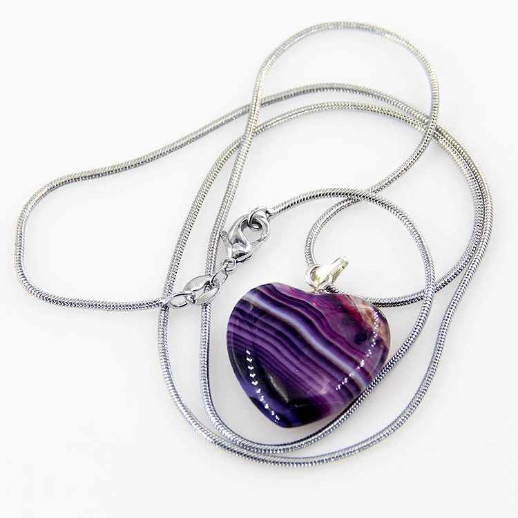

Creative Women Fashion silver Necklace Ladies Popular Style Love Pendant Necklace Heart purple Crystal Pendant Necklace