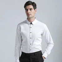 new arrival brand men regular fit dress shirts high quality cotton blend long sleeves shirt solid color mens business shirt