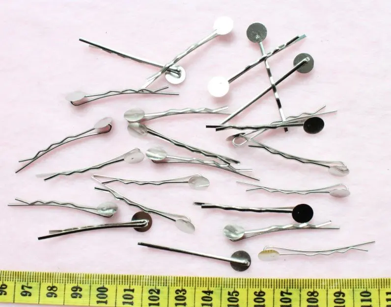 

400pcs- 42mm Silver Tone lead and nickle free Bobby Pin Hair Sticks with 7mm Pad wholesale