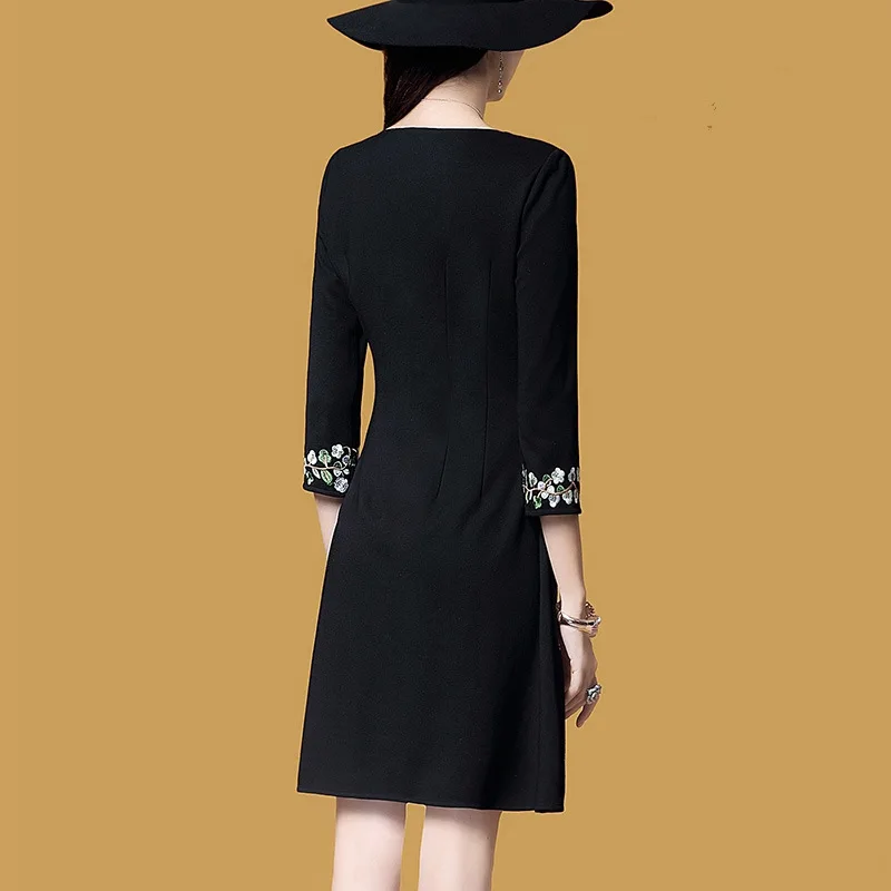 Lusumily женское высококачественное черное платье с цветочной вышивкой элегантное
