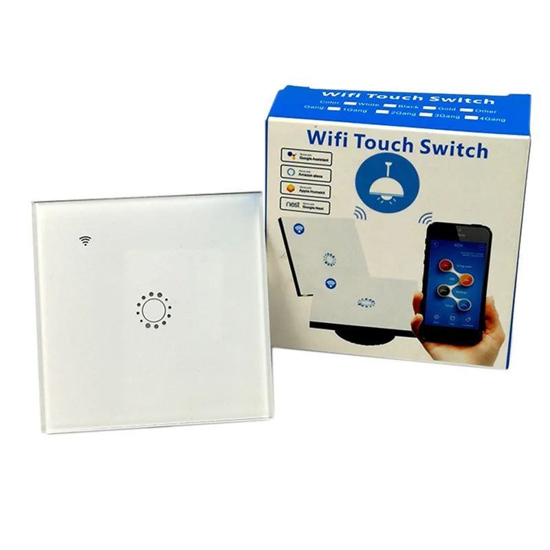Панель настенного сенсорного выключателя Wi Fi 1/2/3 Gang работает с Alexa Google Home