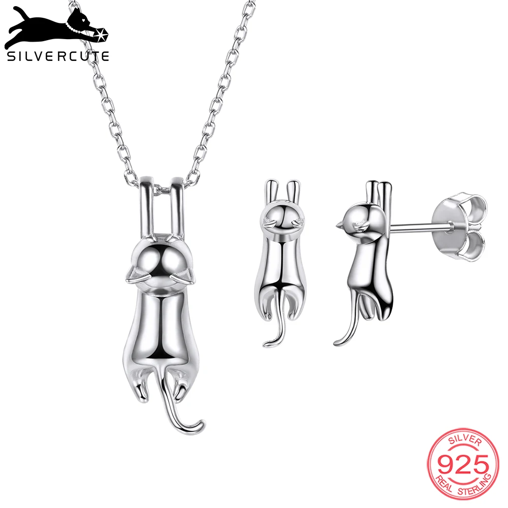 SILVERCUTE подлинное серебро 925 пробы милый с кошками животными ожерелье