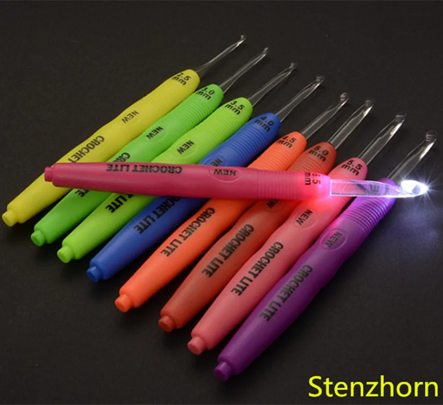 1 шт. крючки Lite с подсветкой Пластик ручка Craft Вязание швейные иглы инструмент 2 5-6 5