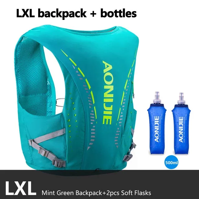 green LXL- bottles AONIJIE Расширенный Кожаный Рюкзак гидратация пакет рюкзак сумка Жилет Жгут водный Пузырь походный Кемпинг бег марафон гонки C942 - Цвет: green LXL- bottles