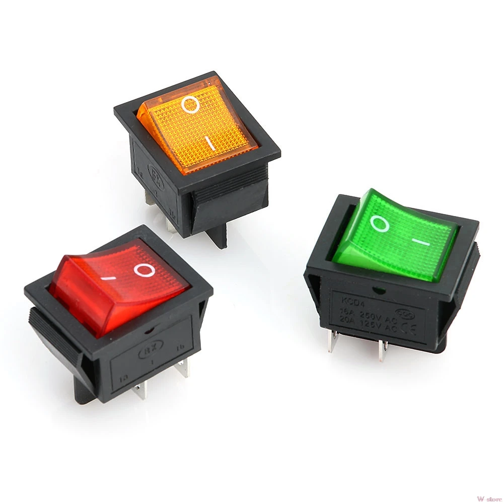 2018 выключатель рокера с светильник KCD4-201N 4 Pin Кнопка ВКЛ/OFF 2 Позиция 250V DPST 1/5/10 шт