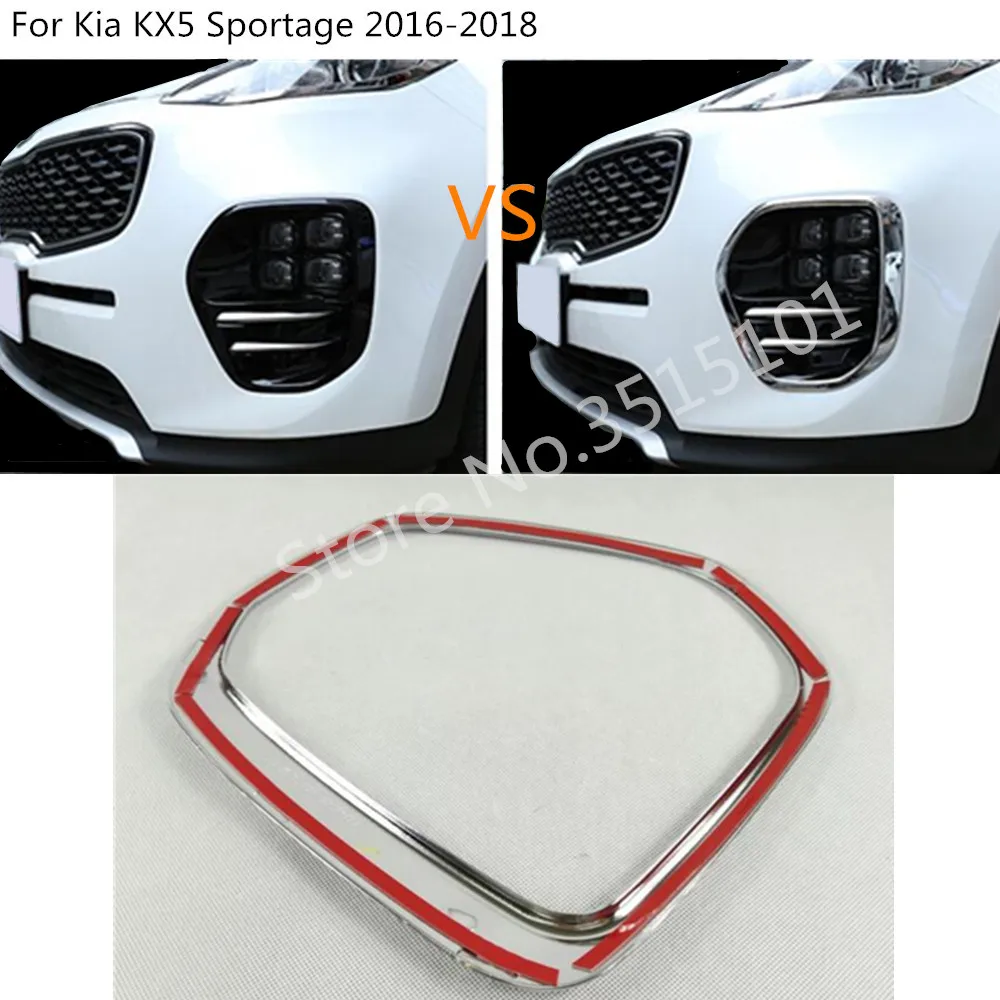 Car Front Fog Light Lamp Frame Styling ABS Chrome Cover Trim Parts Moulding 2pcs For Kia KX5 Sportage 2016 2017 2018 | Автомобили и