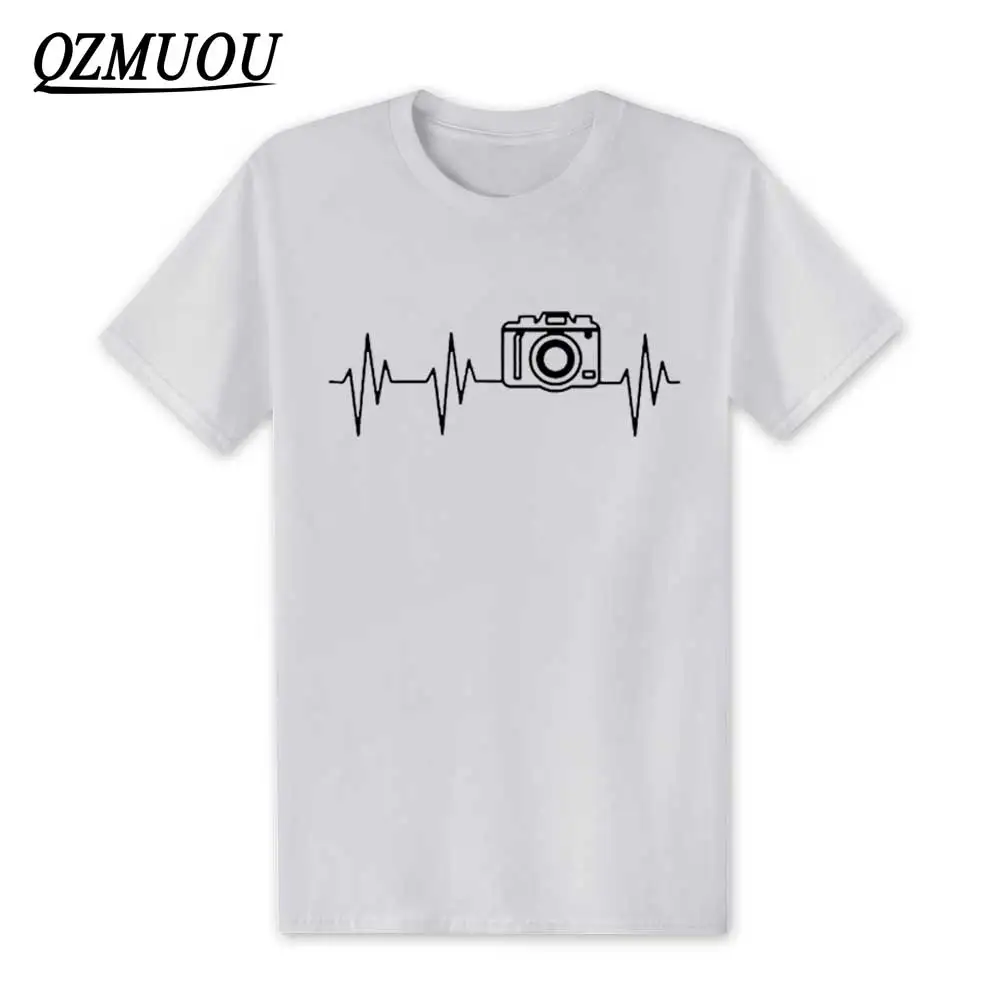 Модные мужские футболки с коротким рукавом и надписью Heartbeat of Camera хлопковые I SHOOT