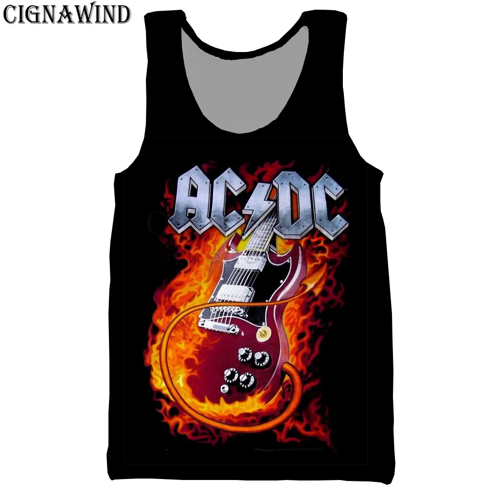 Модный крутой жилет для мужчин/женщин, хип-хоп, AC/DC, рок-группа, 3D принт, жилеты, повседневный стиль Харадзюку, уличная одежда, бодибилдинг, топы