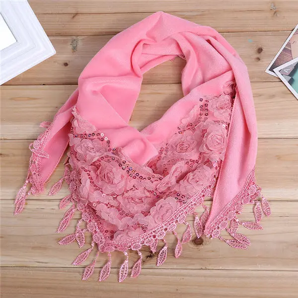 Light Red 150*50 см женский шарф для активного отдыха, модный шарф с кисточками и кружевами, Женская длинная шаль, теплый палантин - Цвет: Light Red