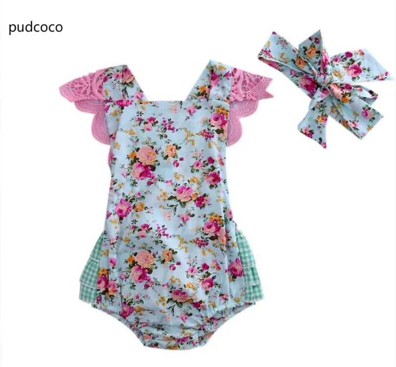 В наличии в США одежда с цветочным рисунком для новорожденных девочек кружевной