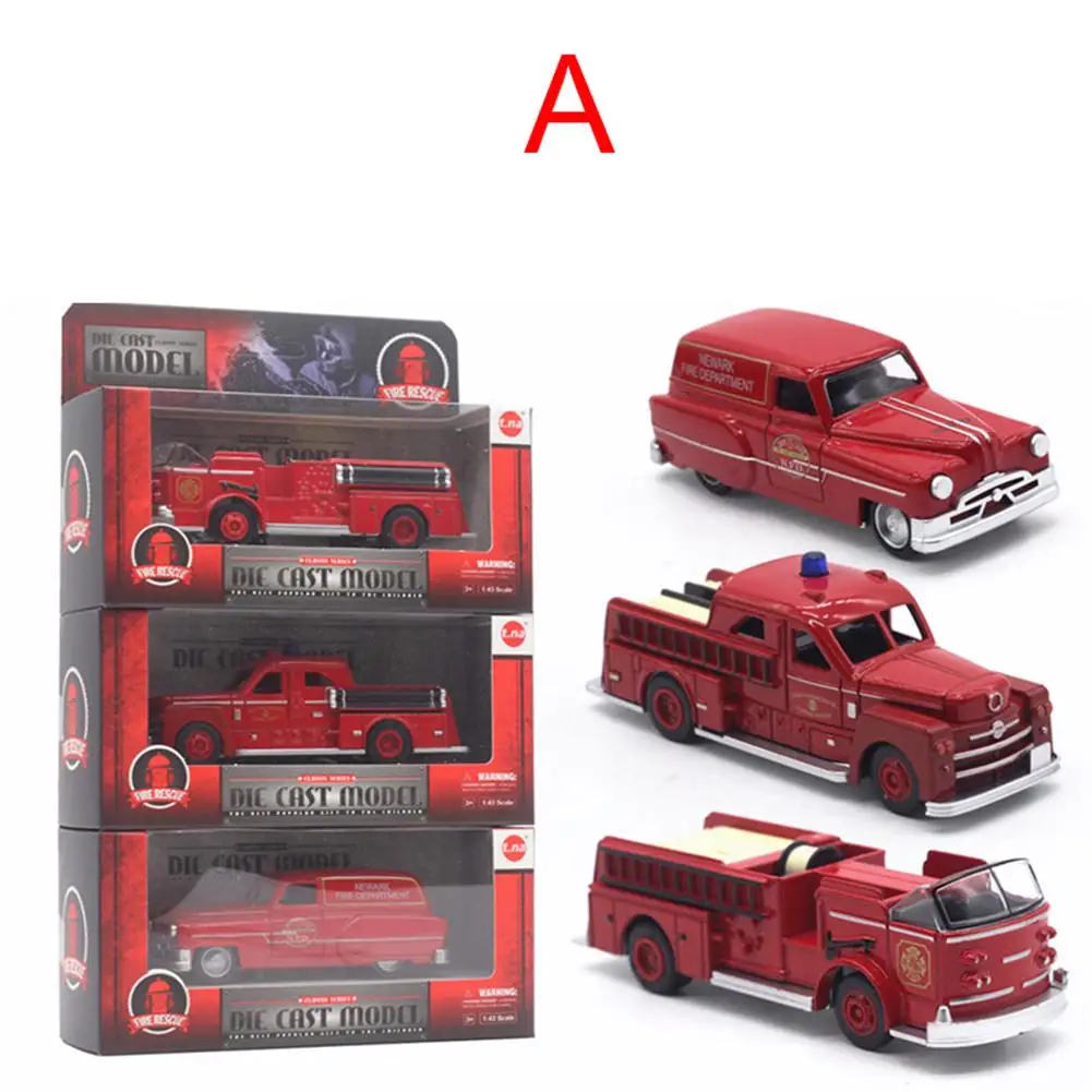 Red 1:43 Ретро моделирование Европейская коллекция пожарной машины Модель классический сплав Литье Комбинированная игрушка автомобиль - Цвет: Red
