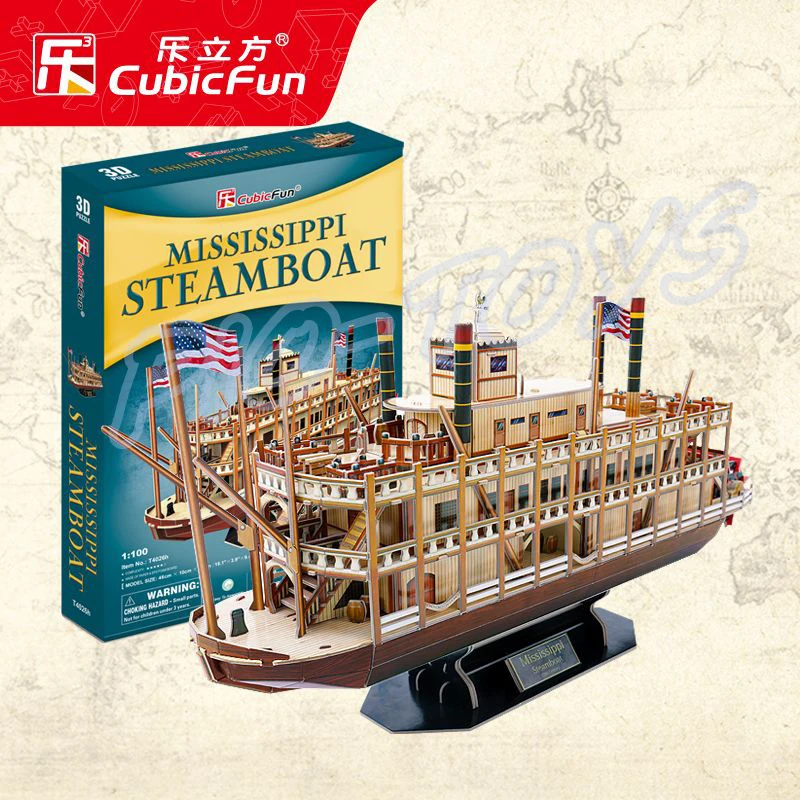 New Arrival Gift Mississippi Steamboat 3D Puzzle Model Big Ancient Boat Collection Table Top Decoration Kids IQ Educational Toys | Игрушки и