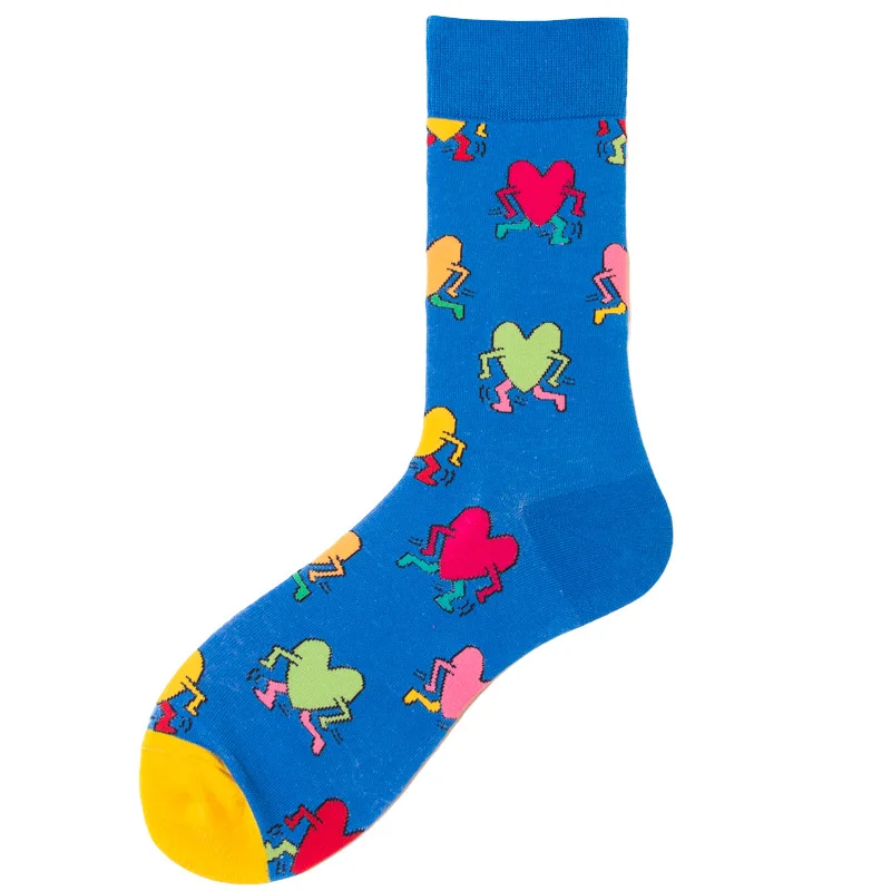 Брендовые мужские модные счастливые носки 3 цвета разные Стиль Love из чесаного