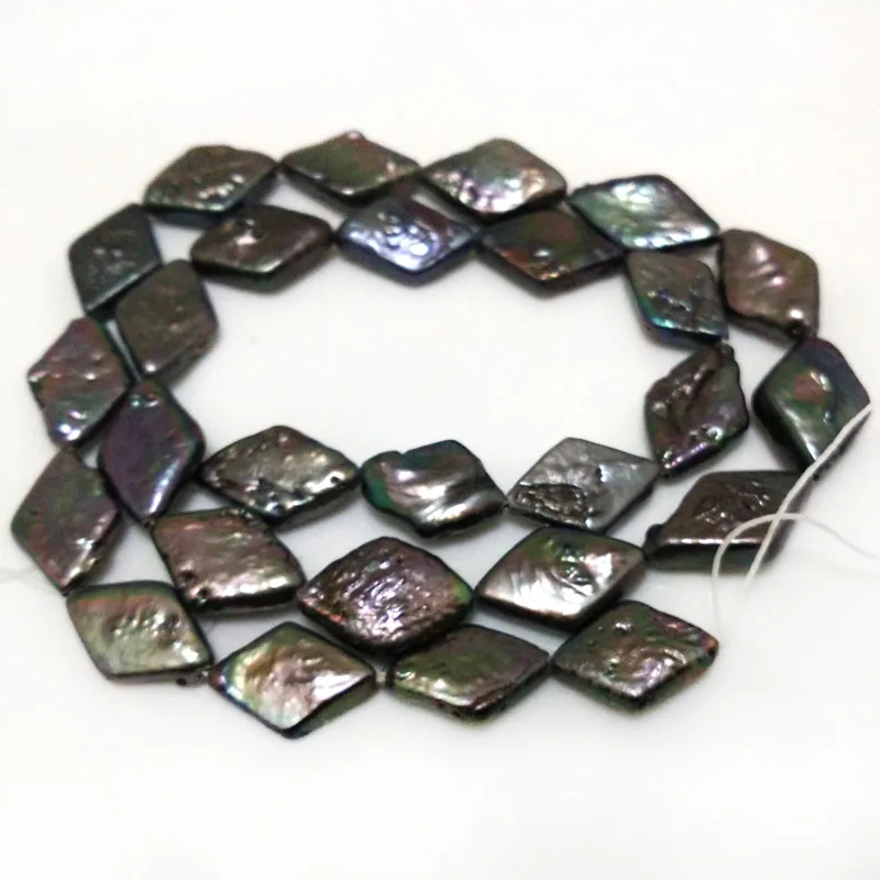 

16 inches 10*16mm Black Rhomb Shaped Natural Coin Pearl Loose Strand