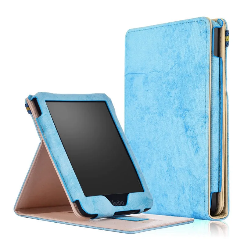 blue Тонкий умный чехол из ТПУ кожи защитный чехол для KOBO Clara Clear HD 6 дюймов чехол для Kobo Clara HD Чехол+ пленка+ ручка - Цвет: blue
