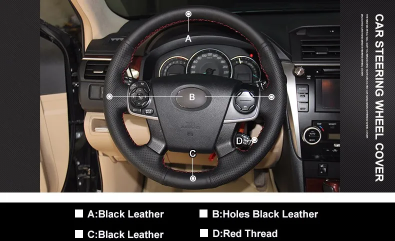 MEWANT для 2012 2013 Toyota Camry черный Микро волокно искусственная кожа Чехол рулевого колеса автомобиля аксессуары для интерьера