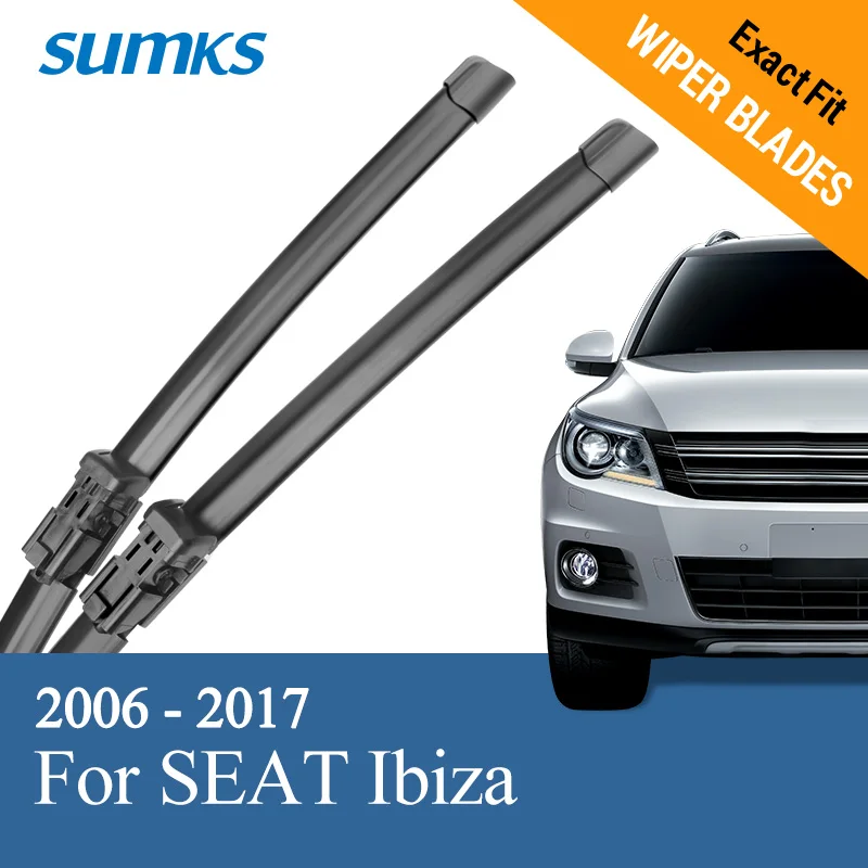 

SUMKS Wiper Blades for SEAT Ibiza Fit Push Button Arms 2006 2007 2008 2009 2010 2011 2012 2013 2014 2015 2016 2017