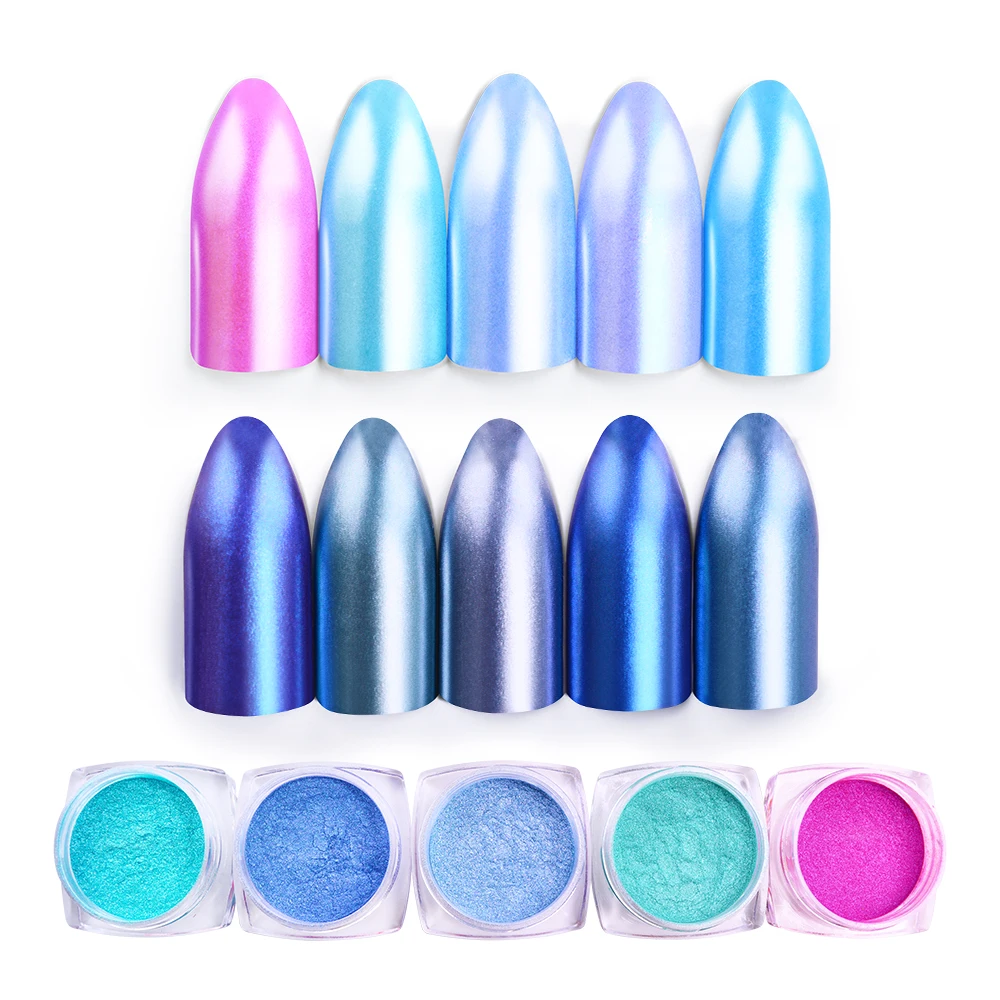2g/box Nail Glitter Mirror Powder Art Decorations Chrome Pigment Dust Shell DIY Manicure Blue Pink Decor Nails Tips | Красота и