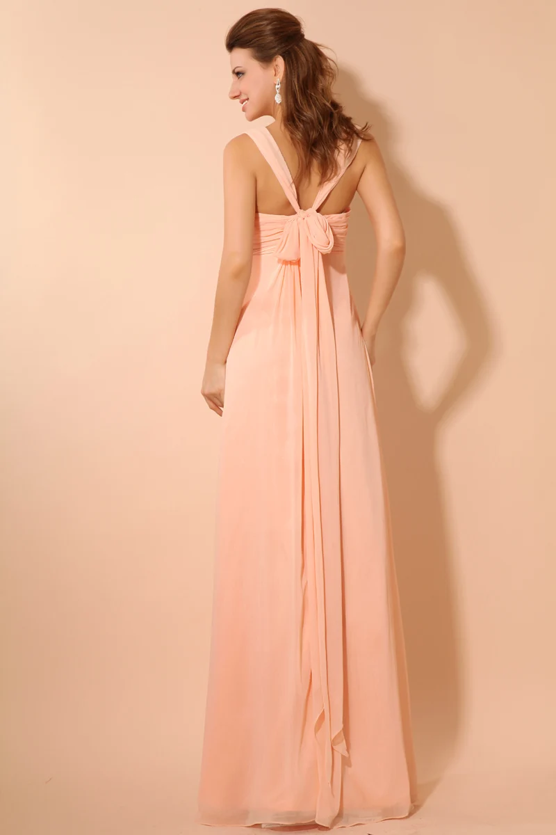 Лучшие Продажи Шифон-Линии Этаж Длина Невесты Платье С Рукавов Оборками