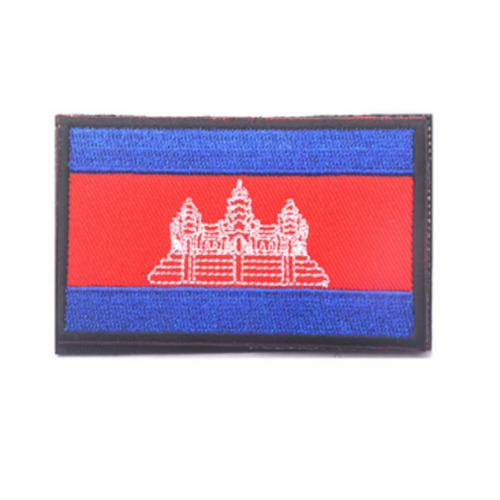 

5pcs/set Cambodia Embroidery Patches Loops And Hook Cambodia Flag Patch for Cloth Hat