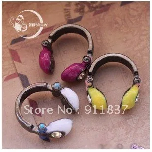 Wholesale Fashion costume Jewelry Rings White Purple Yellow 3 color Headphone Earphone fingle Ring RJ578 | Украшения и аксессуары