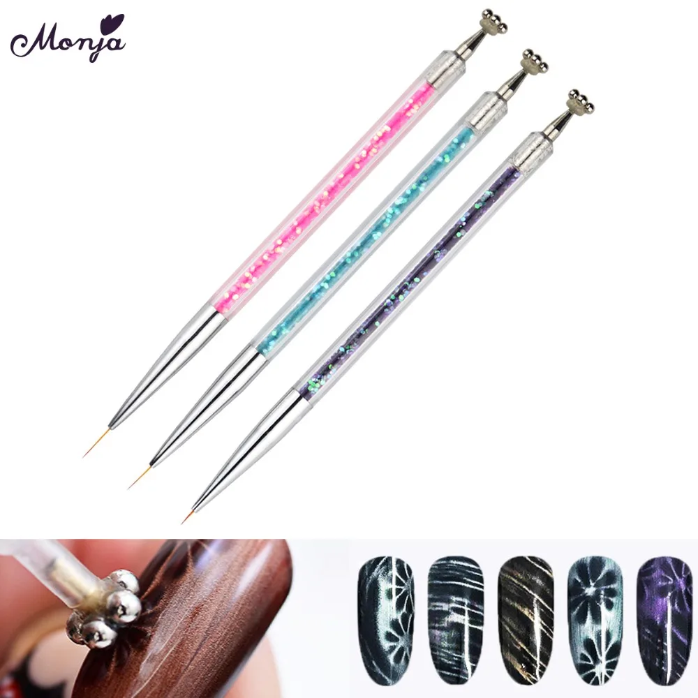 Monja 2 Way Nail 7/9/11 мм французский полоски линии лайнер для макияжа кисточки сливы