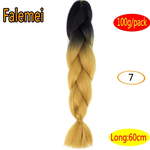 FALEMEI Омбре плетение волос для вязания крючком Твист коса 24inch100/шт высокая температура провода синтетические два тона афро джамбо коса волос - Цвет: NC/4HL