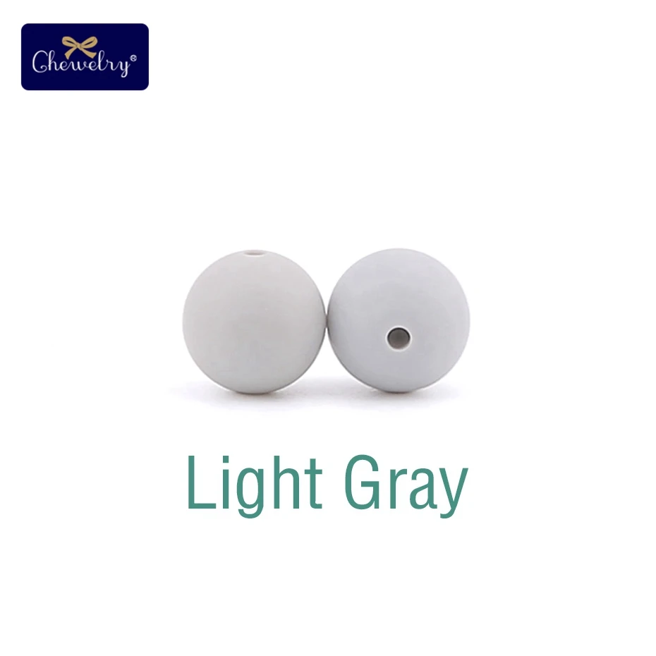 Light Gray 30 шт пищевого качества силиконовые бусины 12 мм жемчужные силиконовые бусины Детские игрушки DIY детские Прорезывания Зубов Ожерелье без БФА соска цепь аксессуары - Цвет: Light Gray