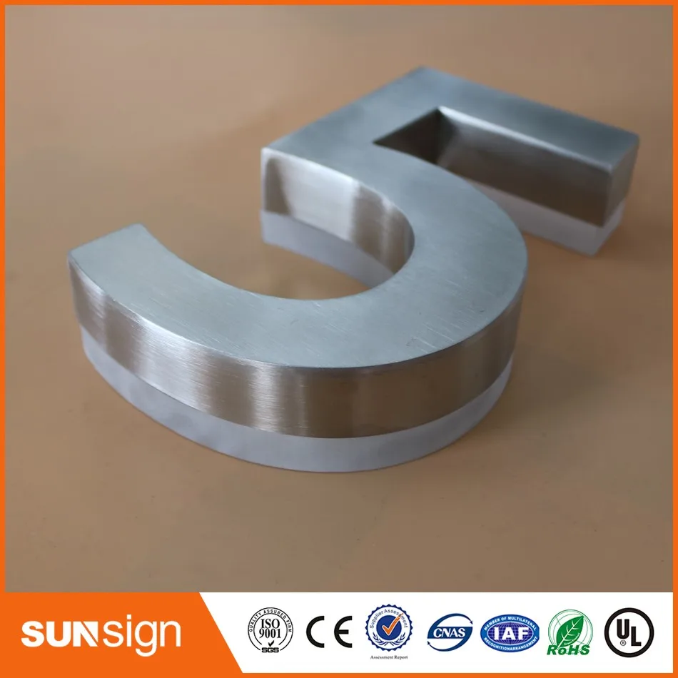 H15cm настраиваемые буквы из нержавеющей стали с подсветкой светодиодный номер