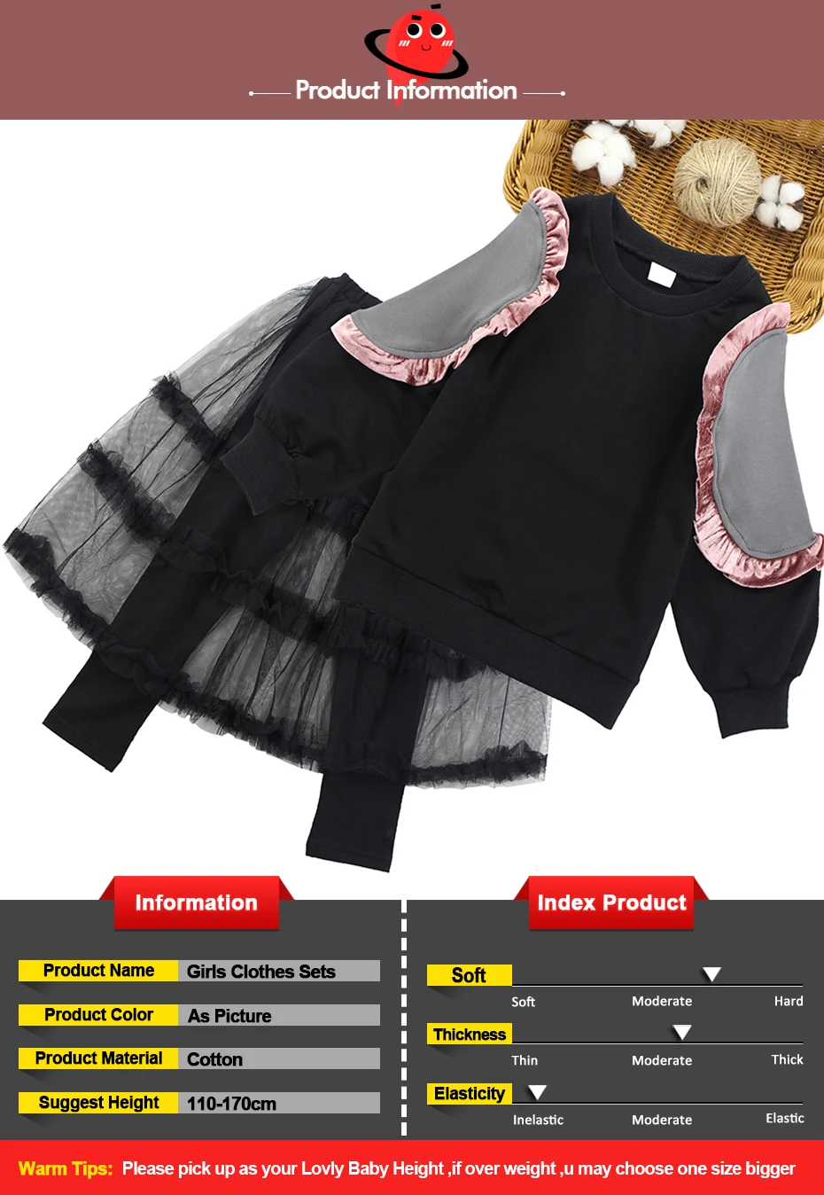 Girls Clothes Set Sweatshirt+ Mesh Cake Pants 2PCS Girls Set Autumn Spring Children'S Sport Suit 10 12 13 14 Year Kids Clothes