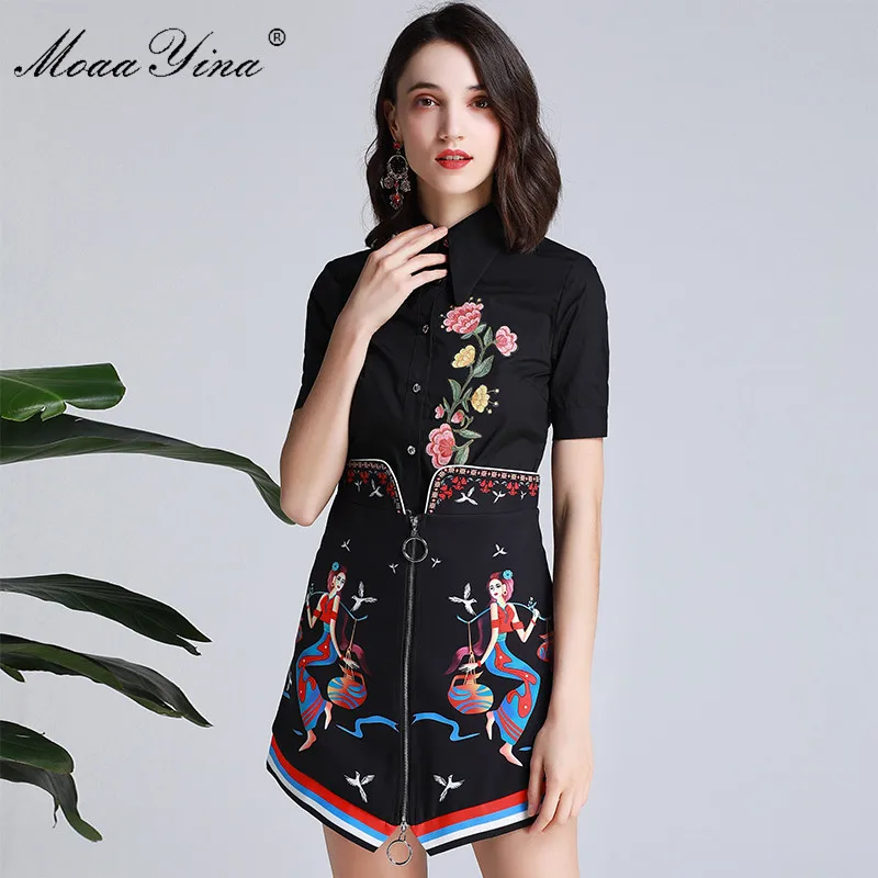 MoaaYina модельер Set сезон: весна–лето Для женщин с коротким рукавом Цветочный