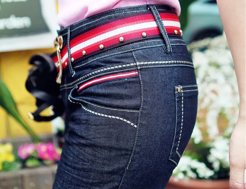 2017 new autumn and winter Fashion casual cotton plus size straight blue female women girls jeans clothes 79114 |
