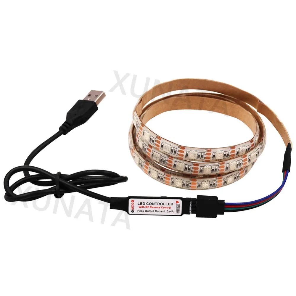 DC5V USB RGB Светодиодная лента 5050 60 Светодиодный s водонепроницаемый гибкий светодиодный Радиочастотный пульт дистанционного управления светодиодный лента для ЖК-монитора ТВ фонового декора