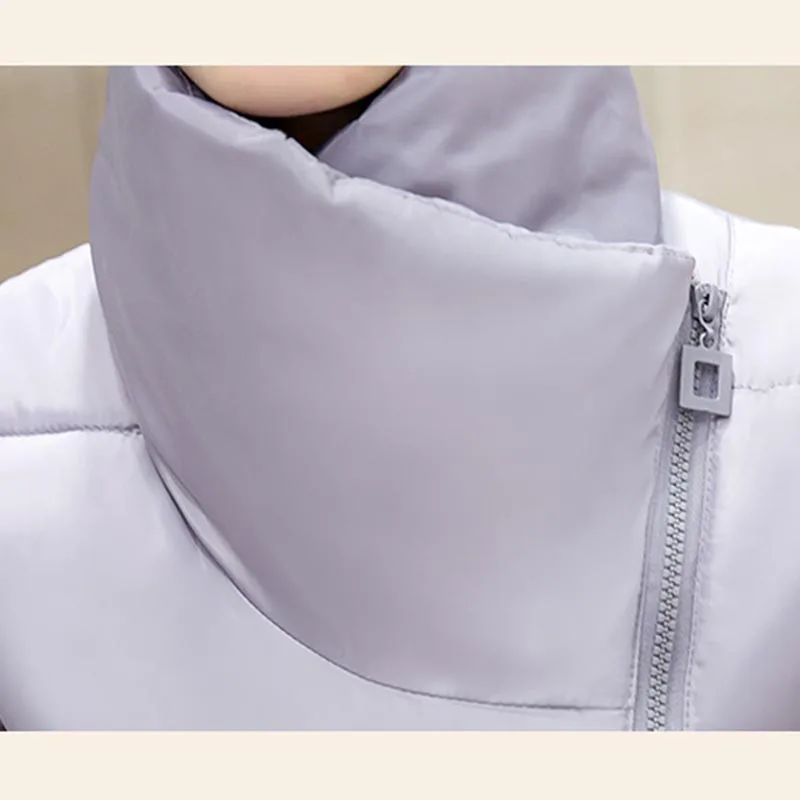 Женская короткая парка с воротником стойкой хлопковая стеганая куртка на зиму