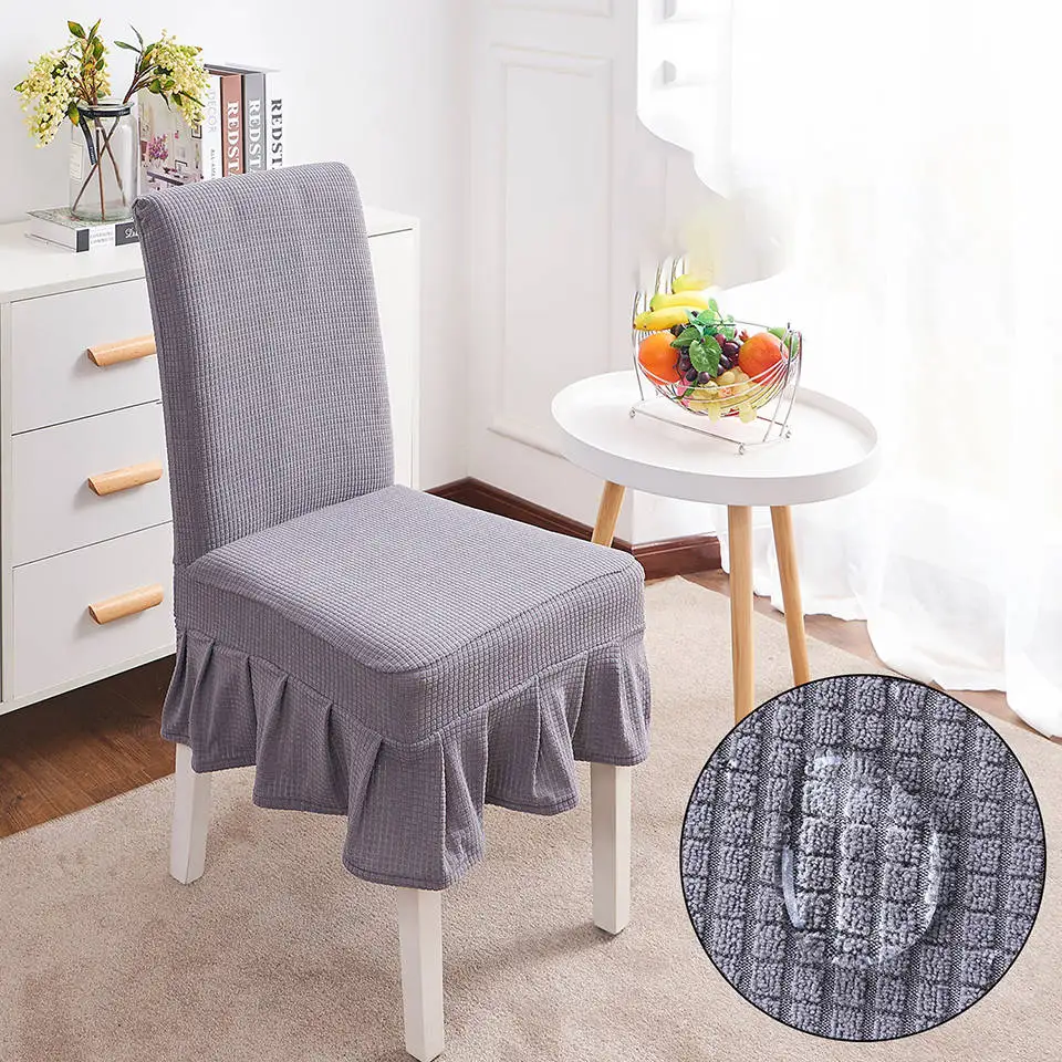 Light grey Супер мягкий флис ткань юбка чехол на стул современные эластичные чехлы на кресла столовая чехлы на стулья спандекс для кухни - Цвет: Light grey