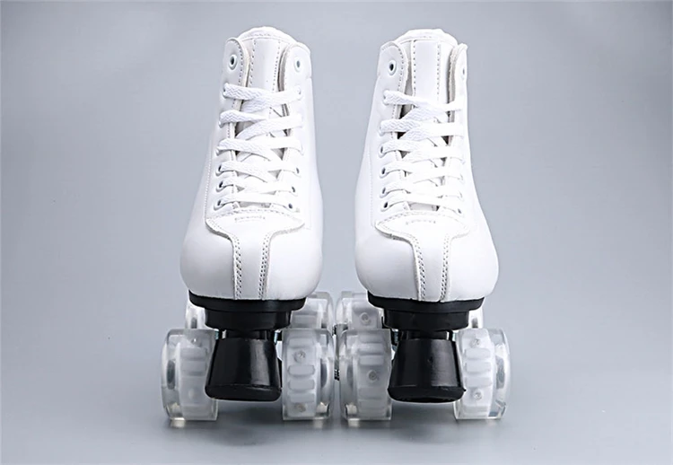 Черно белые двухрядные коньки для взрослых роликовые мужские и женские