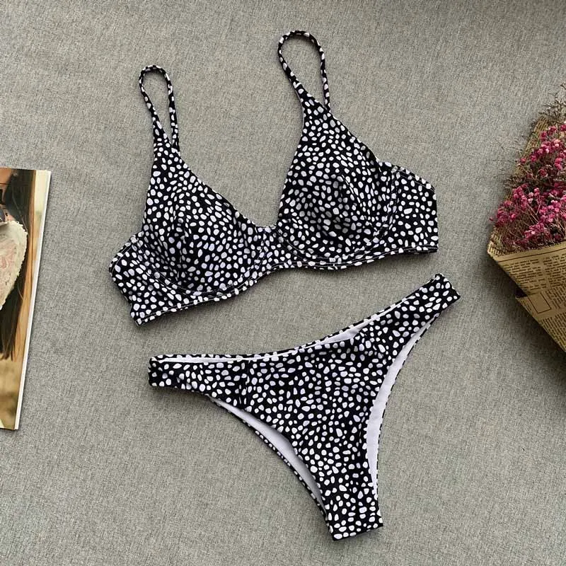 Sexy Print Bikini Women Swimwear 2019 Female Swimsuit Push Up set Underwire Bather Bathing Suit Micro Swim Wear 3965 |
