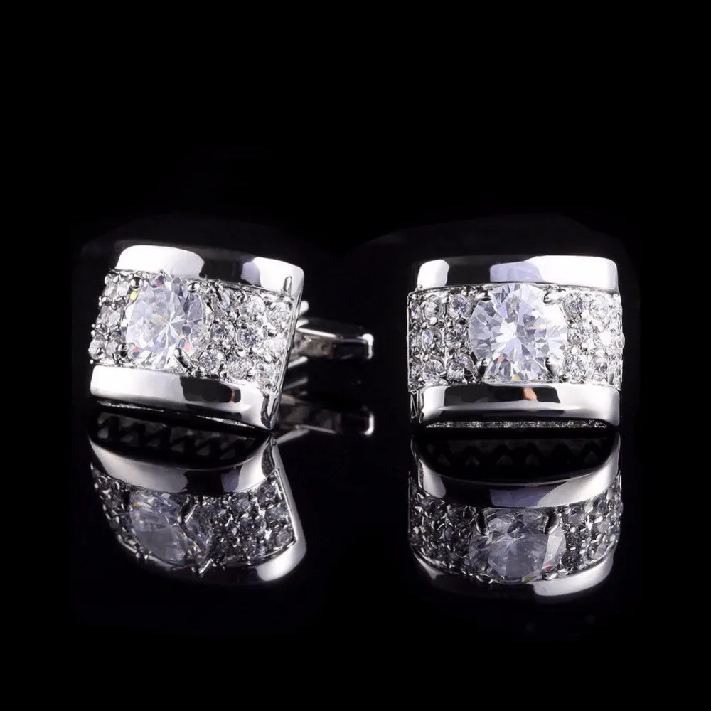 

1Pair Crystal Rhinestone Mens Golden Silver Shirt Cufflinks Wedding Party Gift