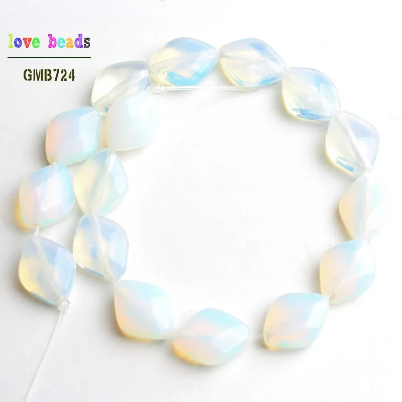 white opal 10x13 мм натуральный граненый камень ромб бусины для самостоятельного изготовления ювелирных изделий браслет 16 шт Бусины - Цвет: white opal