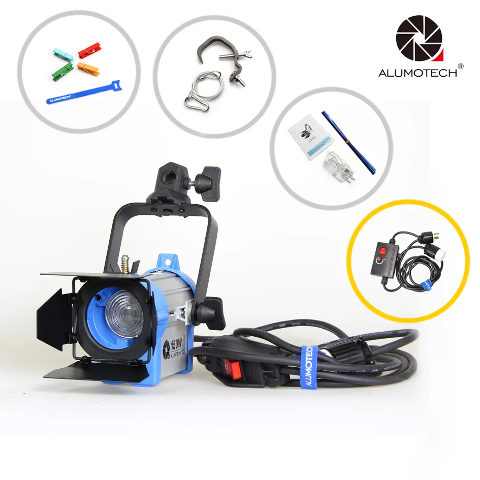 ALUMOTECH Pro Film 150W вольфрамовый Точечный светильник Френеля + шторка диммер лампа для