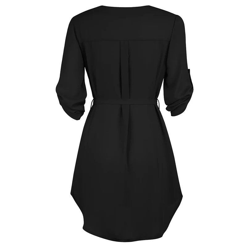 Женское пляжное платье, короткая туника, рубашки, платье Vestidos, одноцветное, v-образный вырез, сарафан, Ретро стиль, карманы, свободные, шифон, бикини вечеринка, чехол