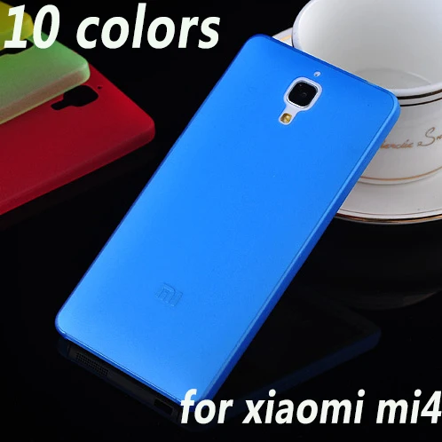 Free shipping 0.33mm Ultra thin Frosted transparent clear Semi-soft 10 colors PP For Xiaomi 4 mi 4 mobile phone case shell cover