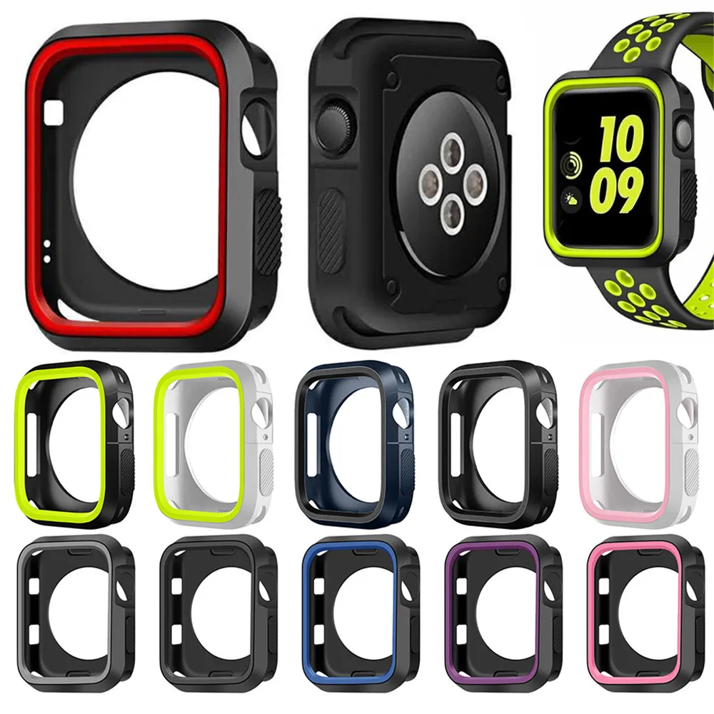 Модный двойной силиконовый чехол для Apple Watch Series 1/ 2/3 с полной защитой 42 мм 38 i 4