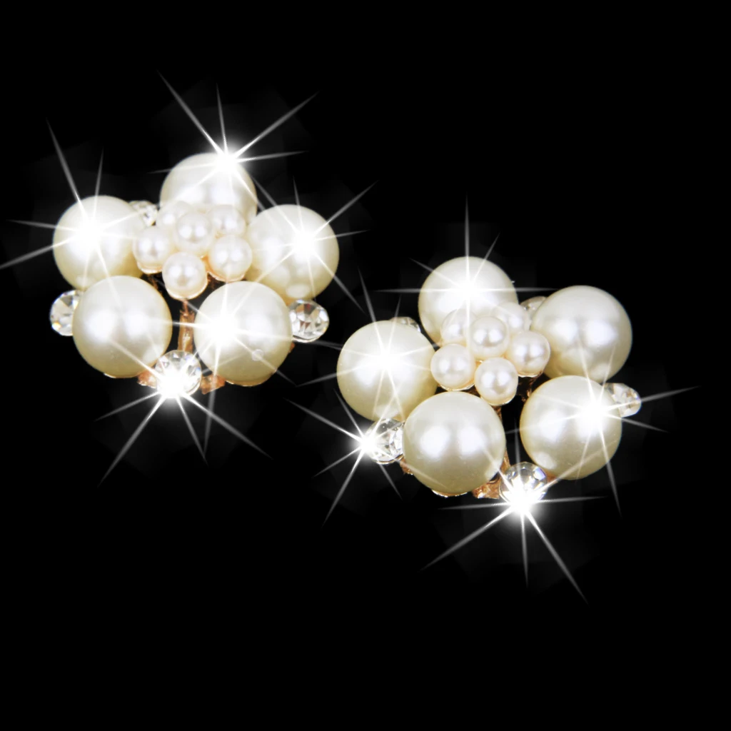 10pcs Crystal Rhinestone Pearl Flower Button Embellishments 25mm | Дом и сад
