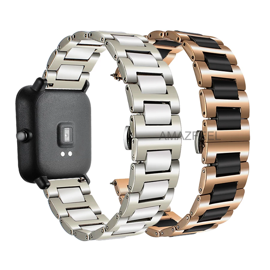 Керамический ремешок для часов Huami amazfit часы Stratos 1 2 на запястье стальной с пряжкой