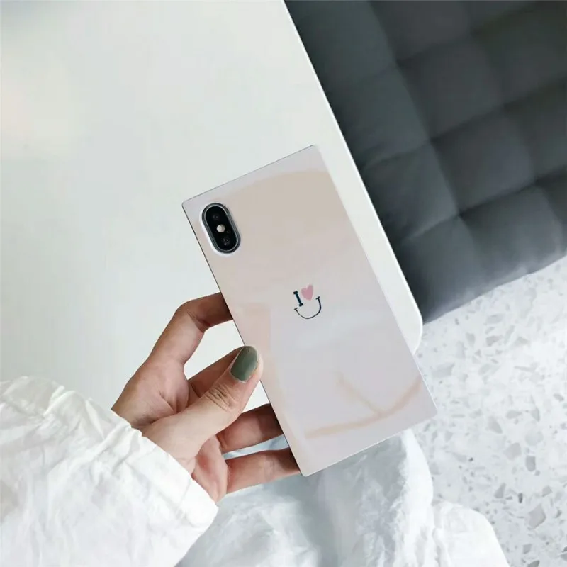 Роскошный квадратный чехол для телефона для iphone X, чехол для iphone 8, 7, 6, 6s, 6 plus, задняя крышка, простая Мода, IMD, пара, мягкий чехол, Coque