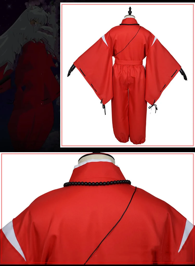 Аниме Inuyasha Косплей костюмы Красный японский кимоно мужской халат костюм W парики уши и ожерелье для Хэллоуина вечерние для мужчин и женщин