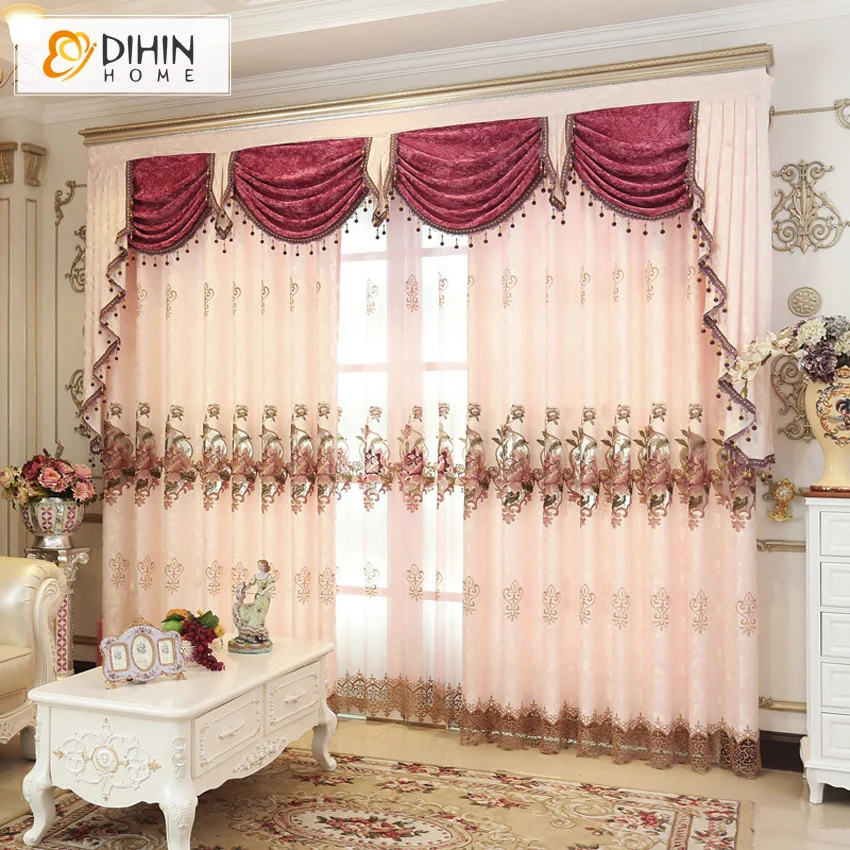 

DIHIN HOME Luxury European Window Treatment Curtain and Drapes For Living Room Wedding Room Customize Curtains