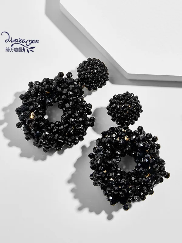 black 4 Dvacaman Eve, серьги-кольца для женщин, богемные Этнические бусы ручной работы, большие массивные серьги, свадебные украшения,, вечерние, подарки - Окраска металла: black 4