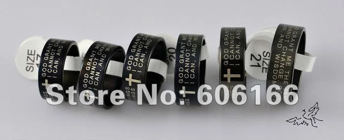 Оптовая продажа 30 шт./лот черные кольца из нержавеющей стали на английском языке